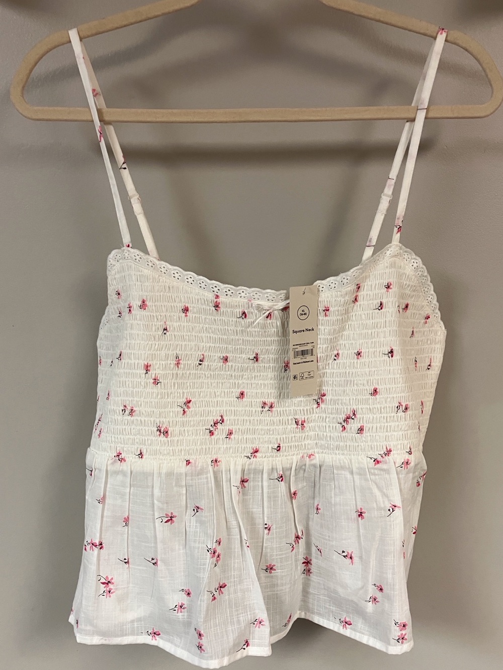 NWT NOBO cotton rosebud smocked pajama top cami adjustable straps xl 16/18